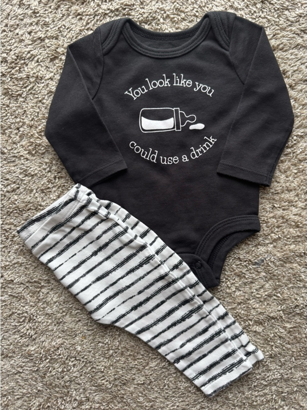 0-3M Lullaby Lane Funny Graphic Bodysuit & Pants Set 2pc